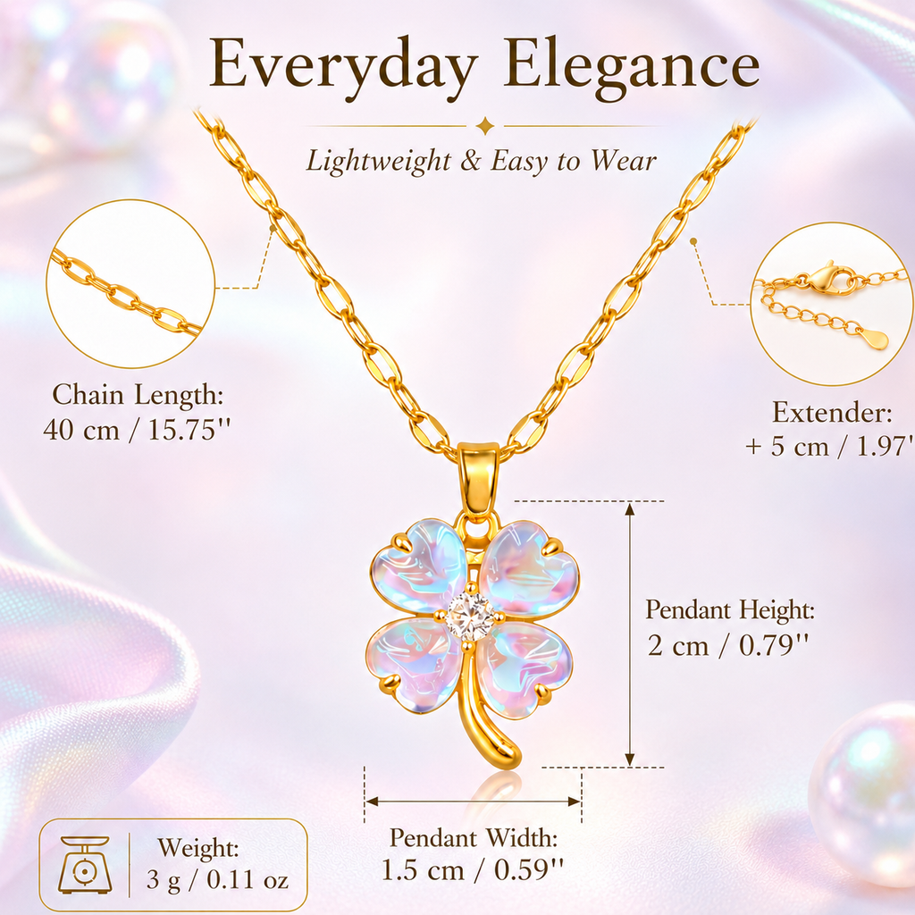 Udroze Iridescent Four Leaf Clover Necklace for Women Shamrock Jewelry - image 3