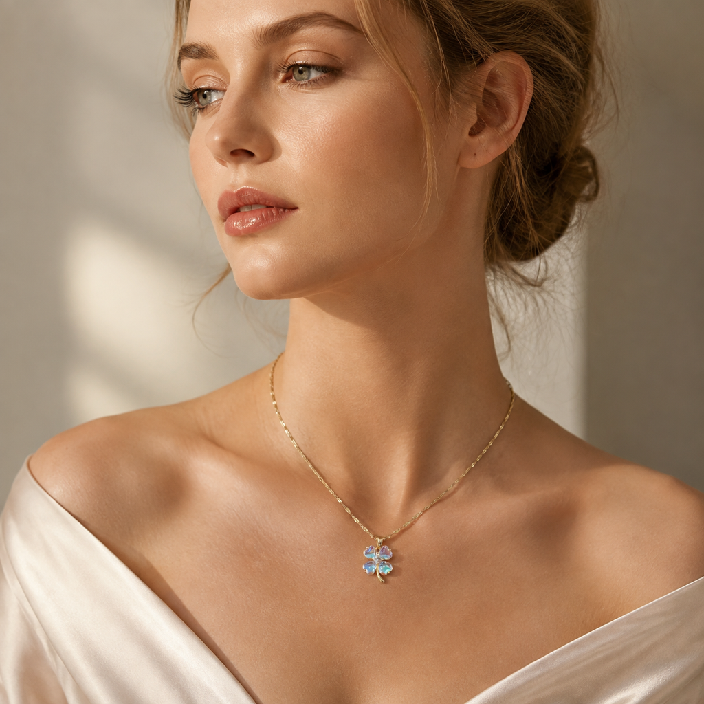 Udroze Iridescent Four Leaf Clover Necklace for Women Shamrock Jewelry - image 4