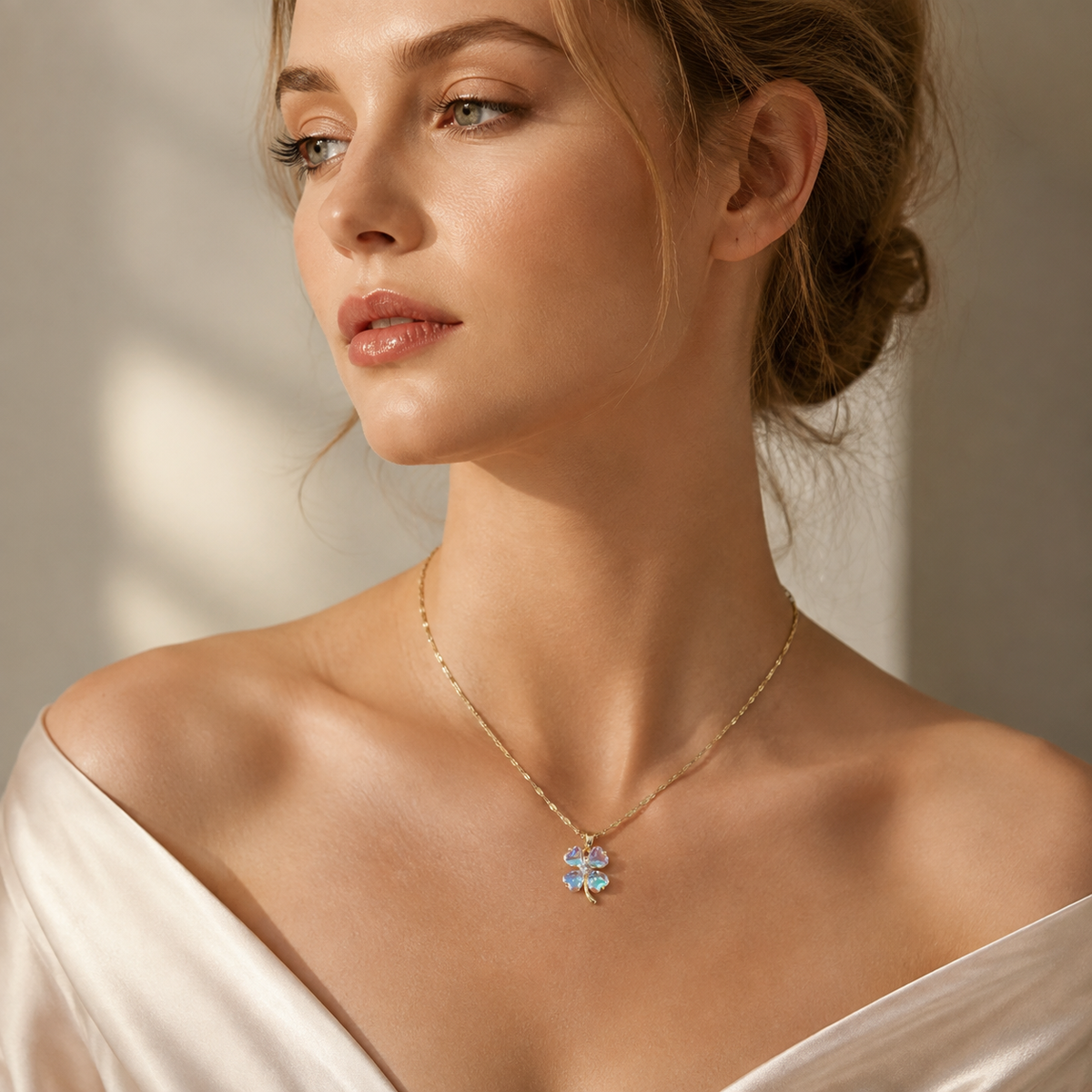 Udroze Iridescent Four Leaf Clover Necklace for Women Shamrock Jewelry - image 4