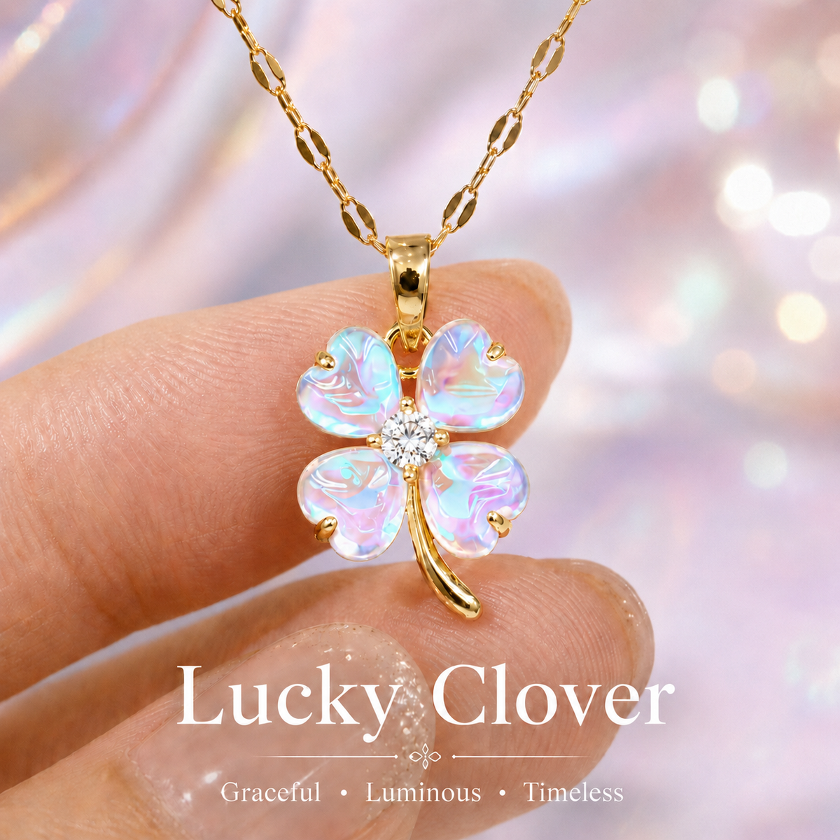 Udroze Iridescent Four Leaf Clover Necklace for Women Shamrock Jewelry - image 5
