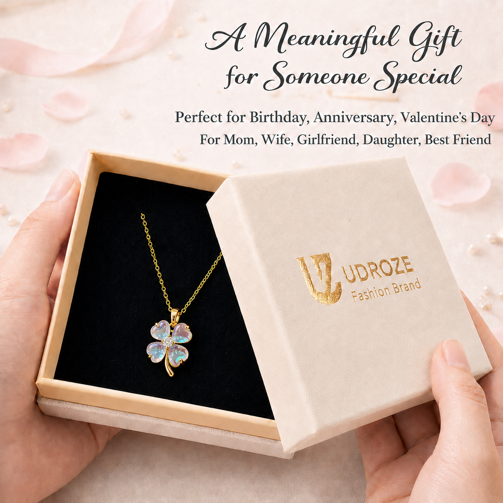 Udroze Iridescent Four Leaf Clover Necklace for Women Shamrock Jewelry - image 6