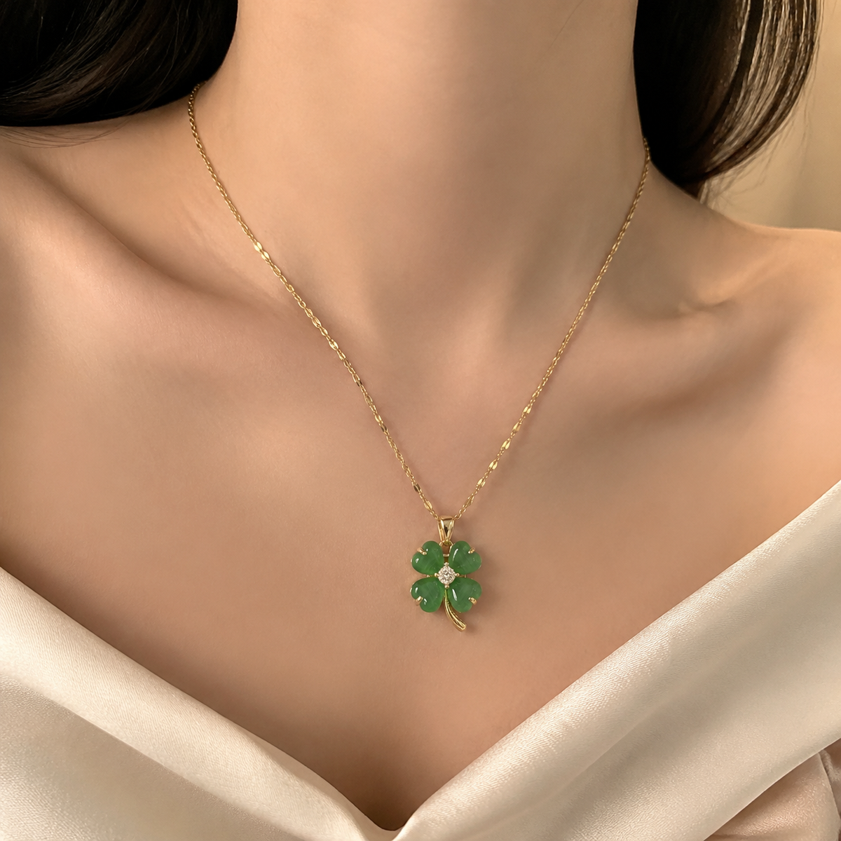 Udroze Green Four Leaf Clover Necklace for Women Dainty Shamrock Jewelry - image 2