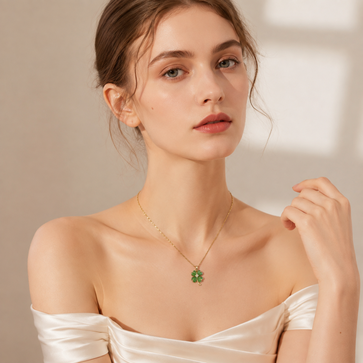 Udroze Green Four Leaf Clover Necklace for Women Dainty Shamrock Jewelry - image 4
