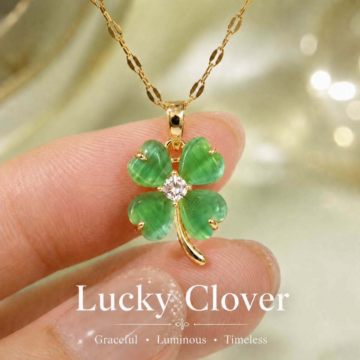 Udroze Green Four Leaf Clover Necklace for Women Dainty Shamrock Jewelry - image 5