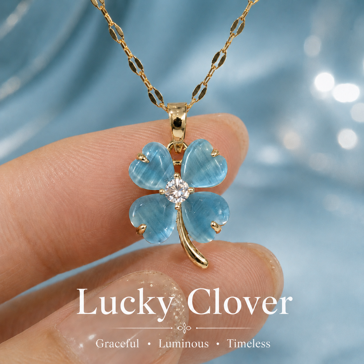Udroze Blue Four Leaf Clover Necklace for Women Dainty Shamrock Jewelry - image 5
