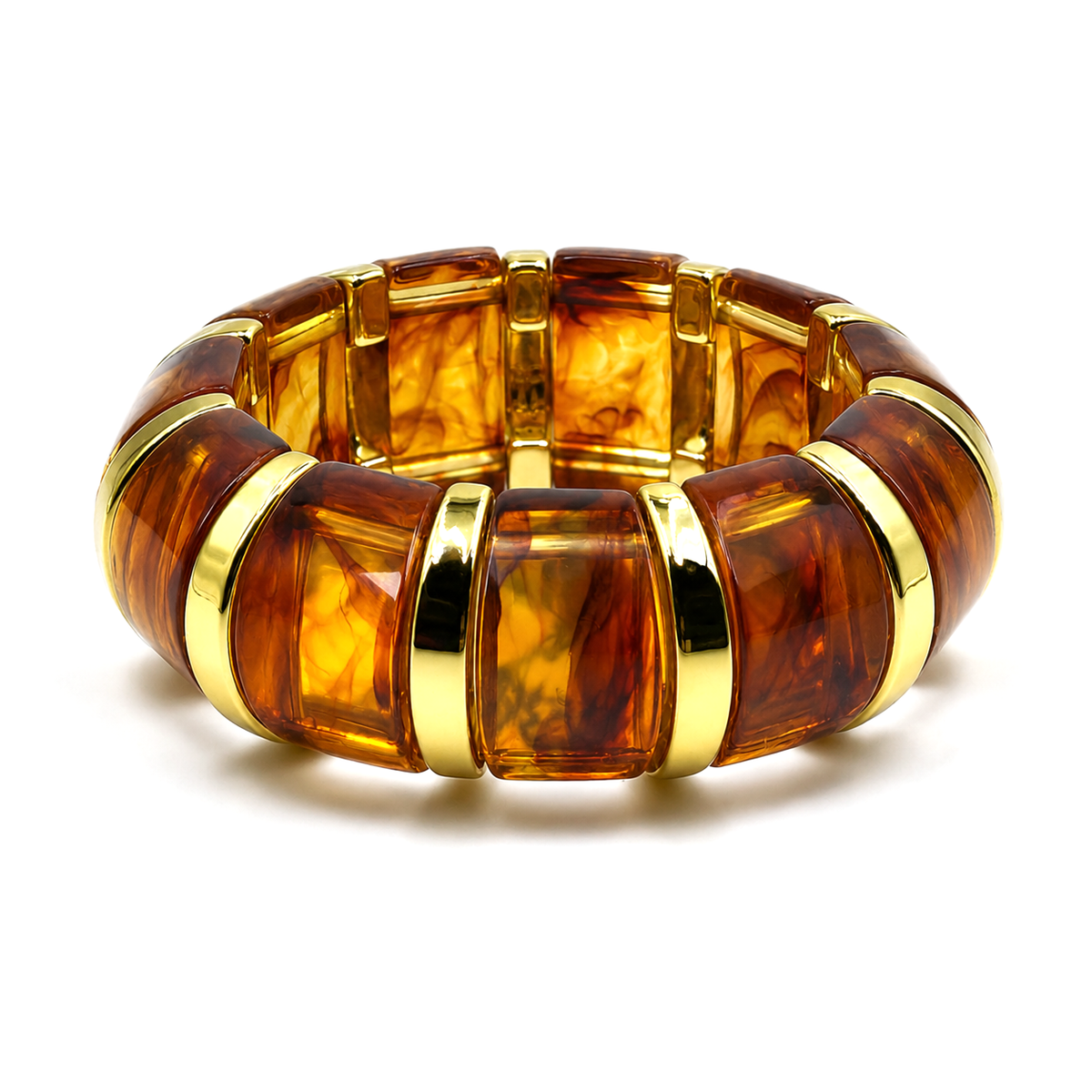 Udroze Amber chunky resin stretch bangle bracelet - main product image