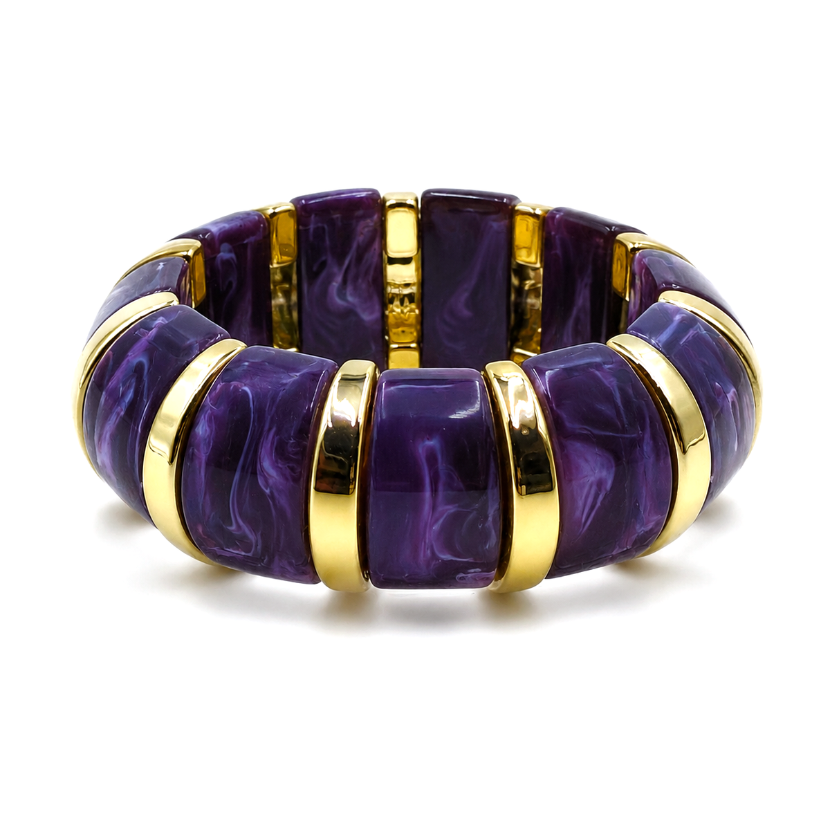 Udroze Amethyst chunky resin stretch bangle bracelet - main product image