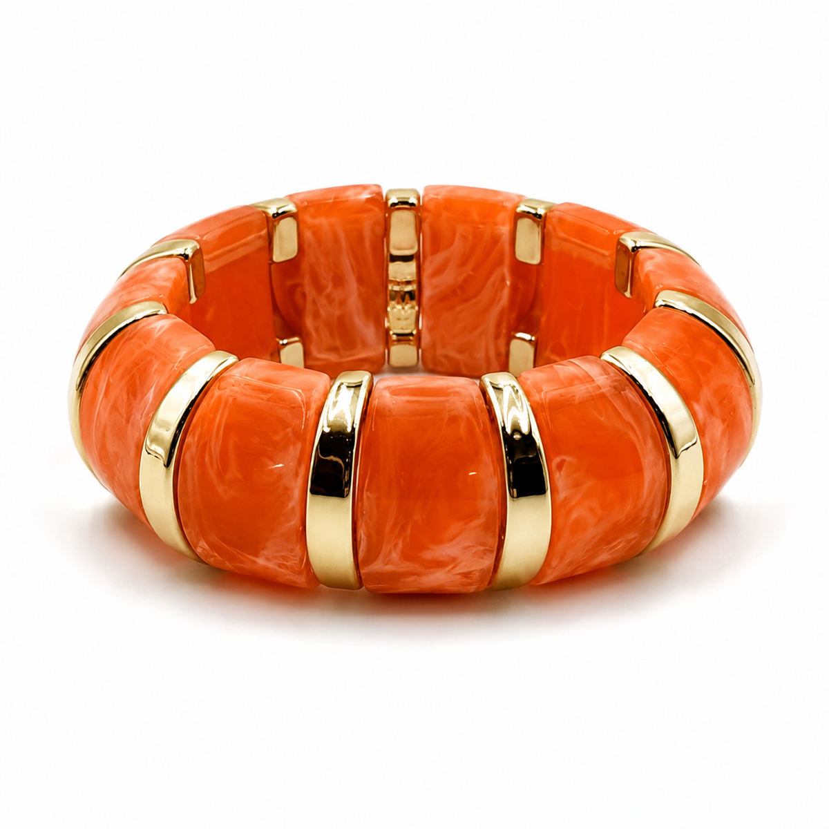 Udroze Apricot chunky resin stretch bangle bracelet - main product image