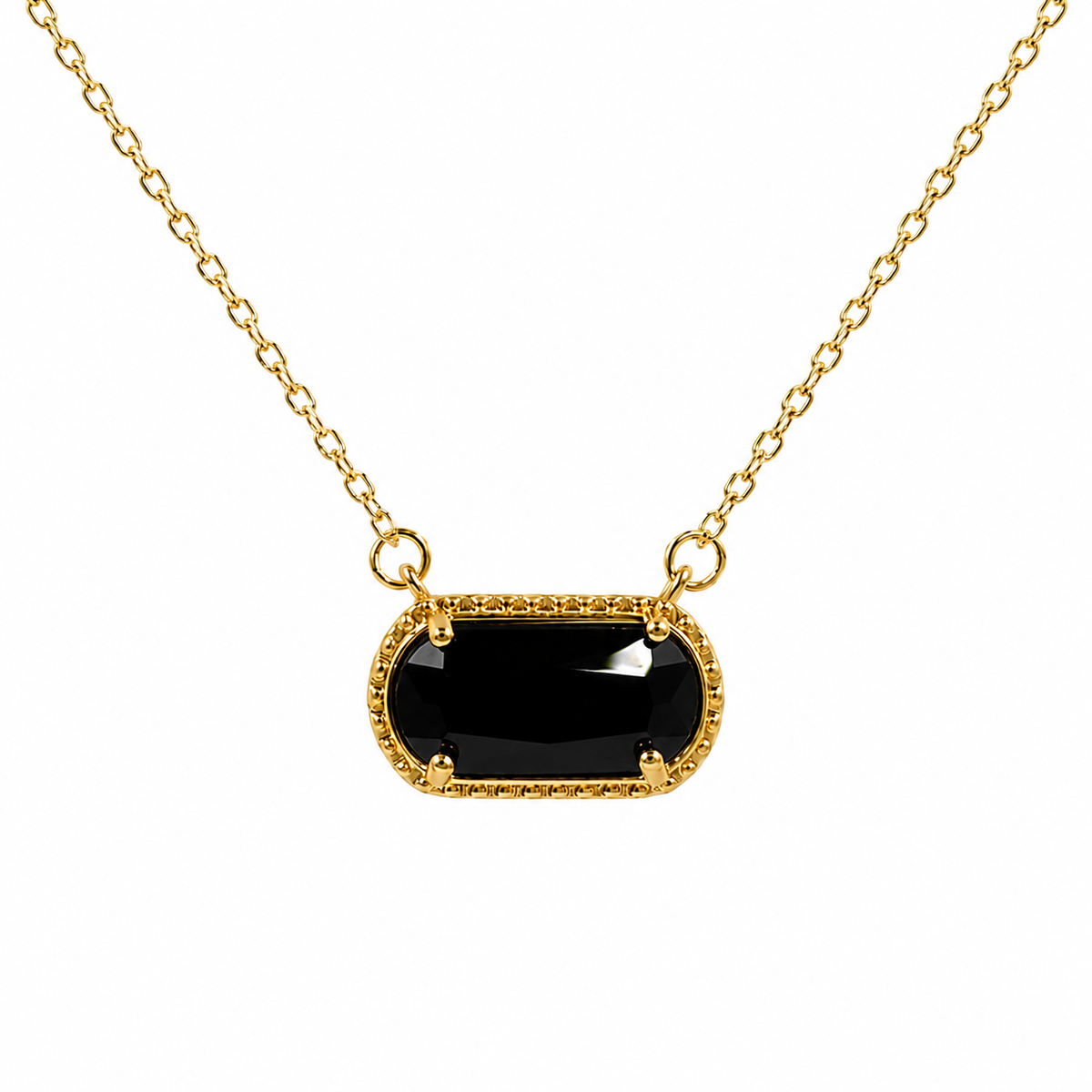 UDROZE August Black rectangle birthstone necklace - main product image