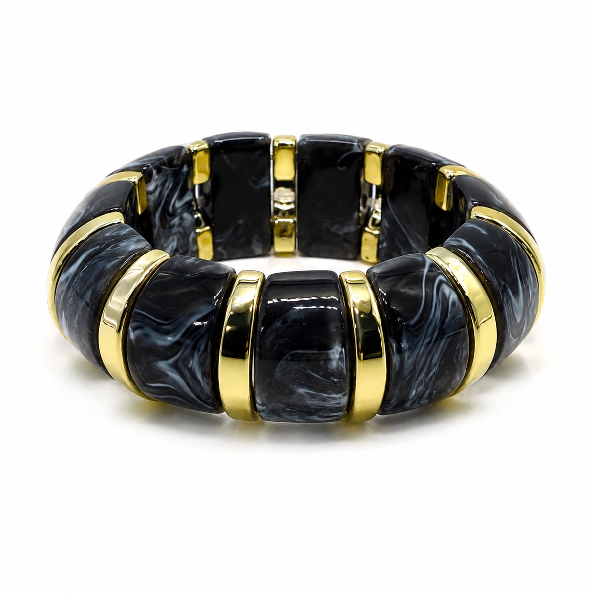 Udroze Black chunky resin stretch bangle bracelet - main product image