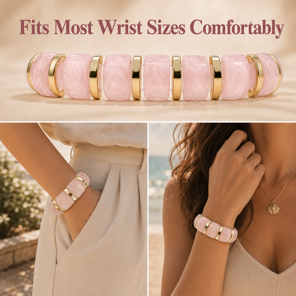 Udroze Blush chunky resin stretch bangle bracelet - product detail