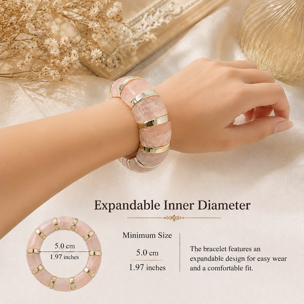 Udroze Blush chunky resin stretch bangle bracelet - bracelet dimensions
