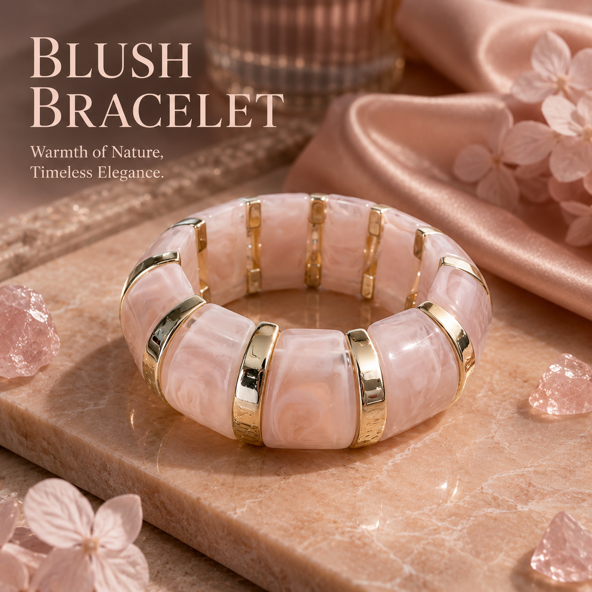 Udroze Blush chunky resin stretch bangle bracelet - bracelet display