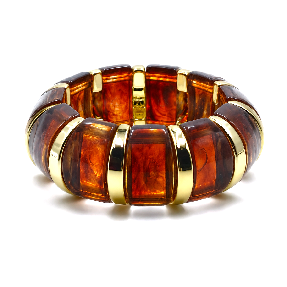 Udroze Caramel chunky resin stretch bangle bracelet - main product image