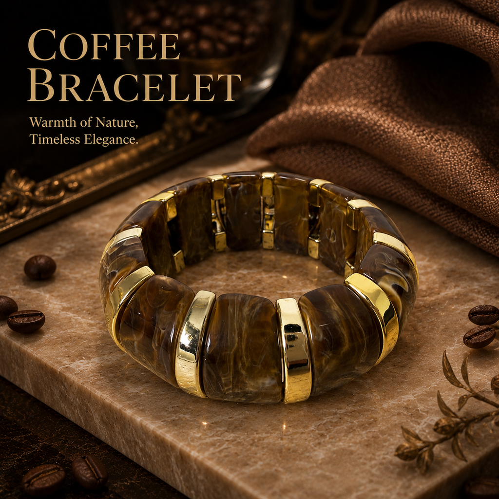 Udroze Coffee chunky resin stretch bangle bracelet - bracelet display