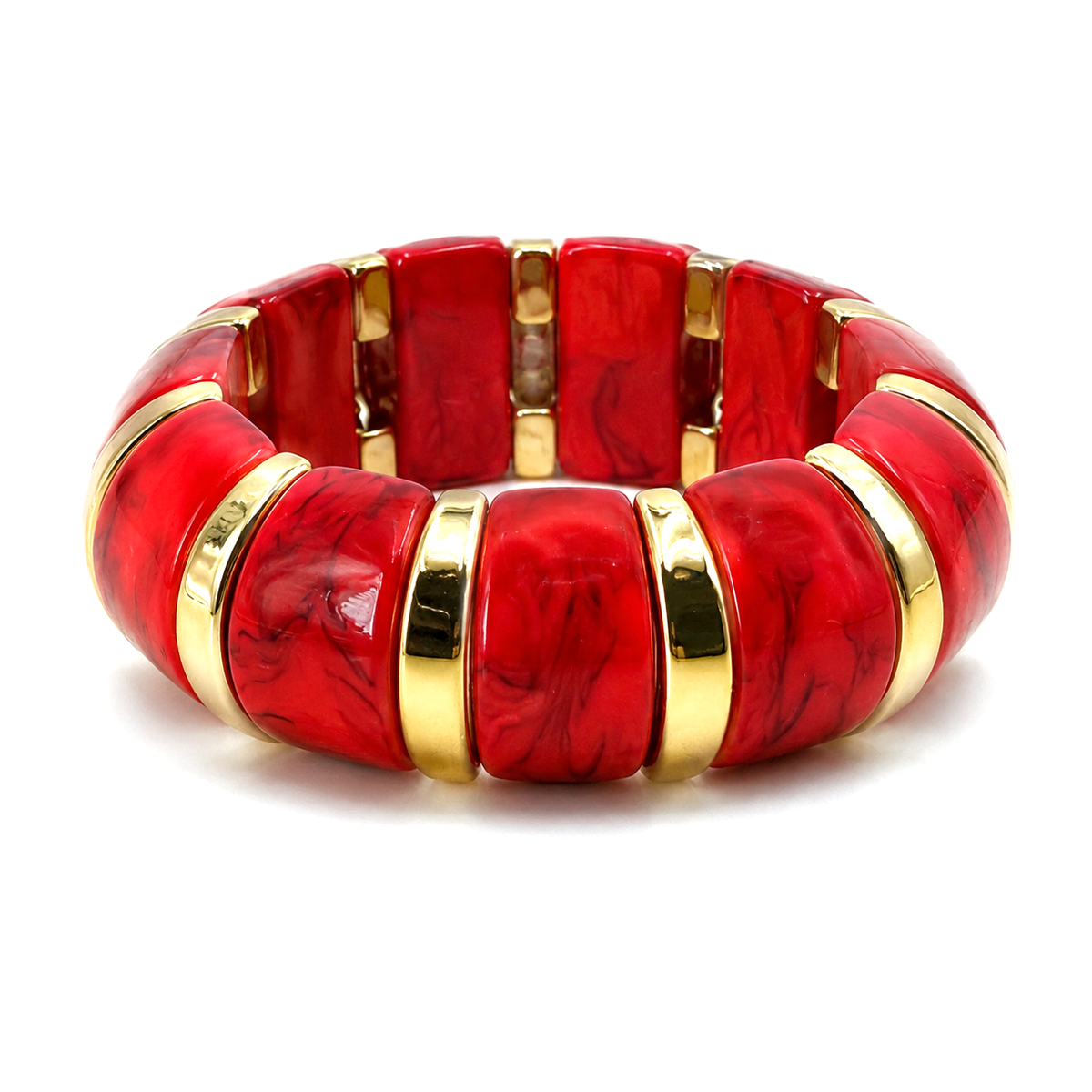 Udroze Crimson chunky resin stretch bangle bracelet - main product image