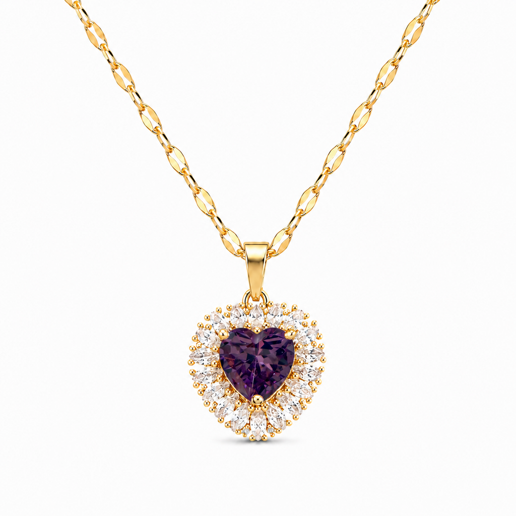 UDROZE Amethyst Violet heart necklace - main product image