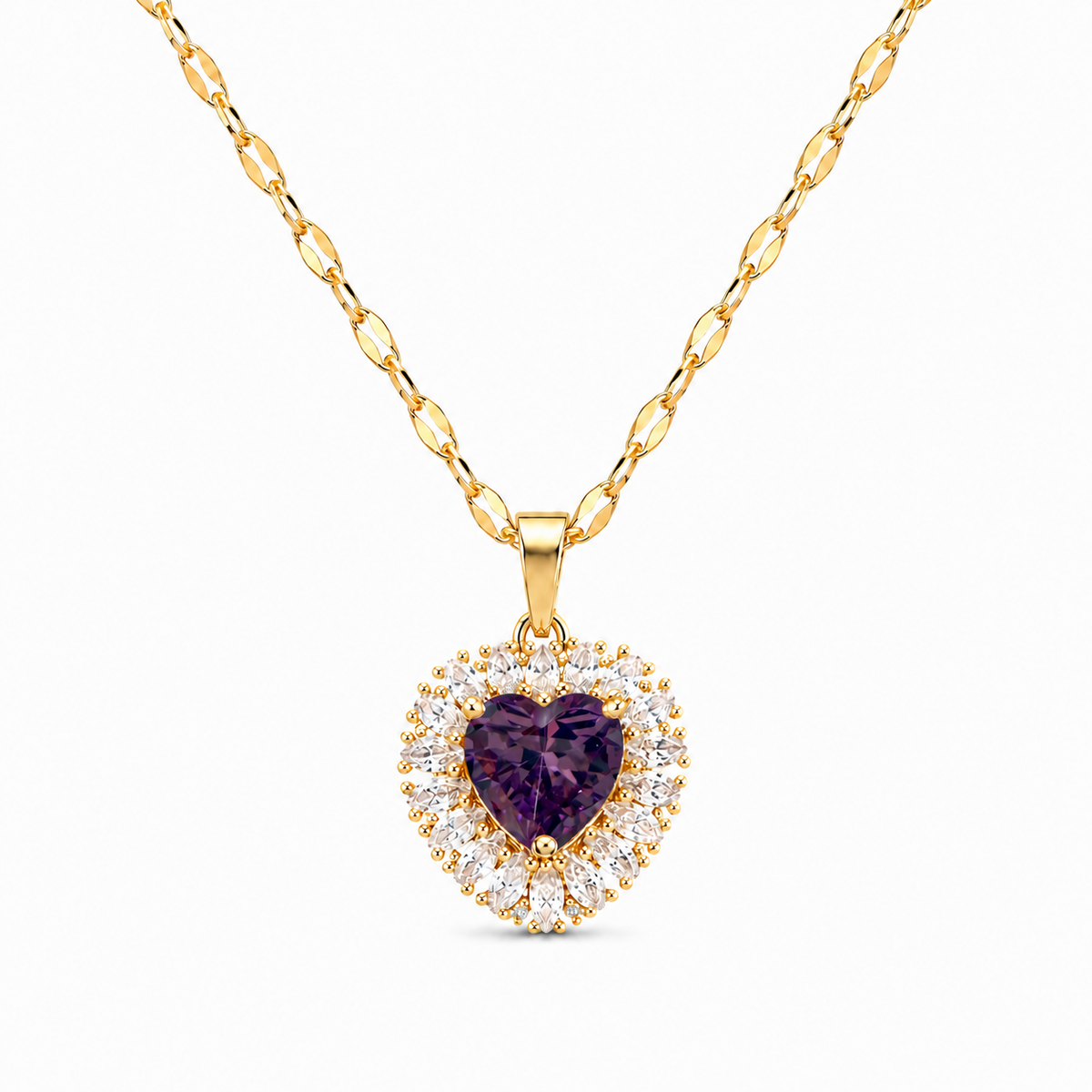 UDROZE Amethyst Violet heart necklace - main product image