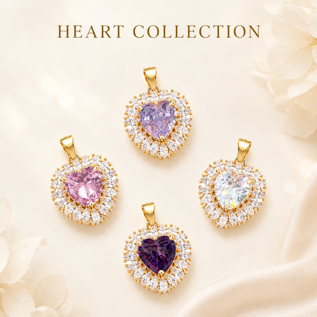 UDROZE Amethyst Violet heart necklace - color collection