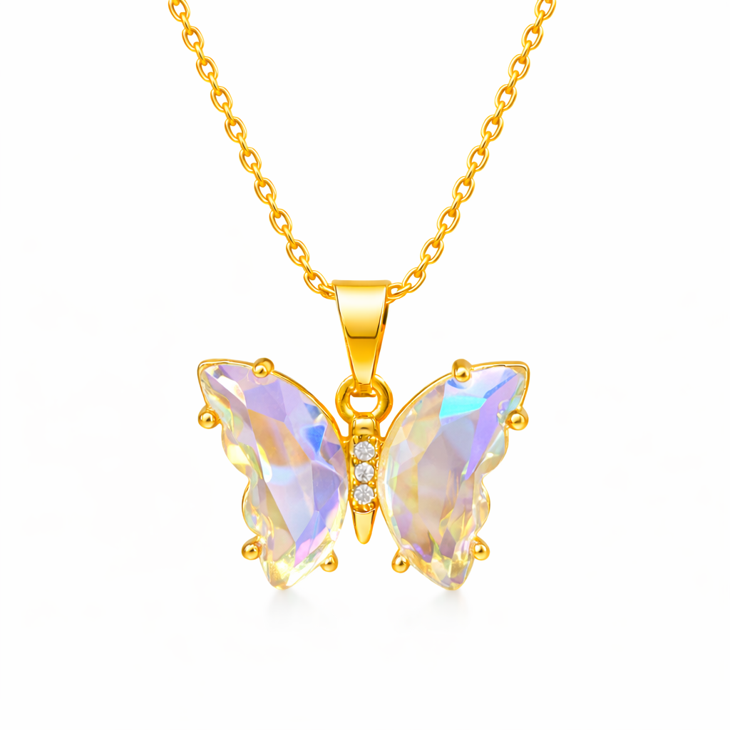 UDROZE Aurora Crystal butterfly necklace - main product image