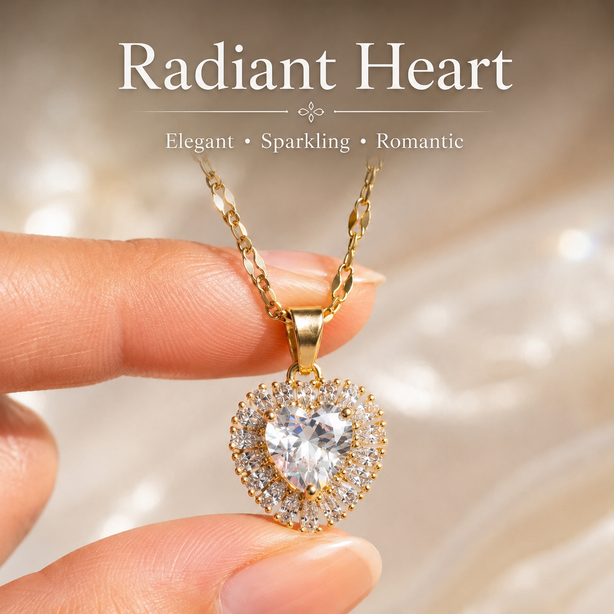 UDROZE Diamond Ice heart necklace - crystal detail