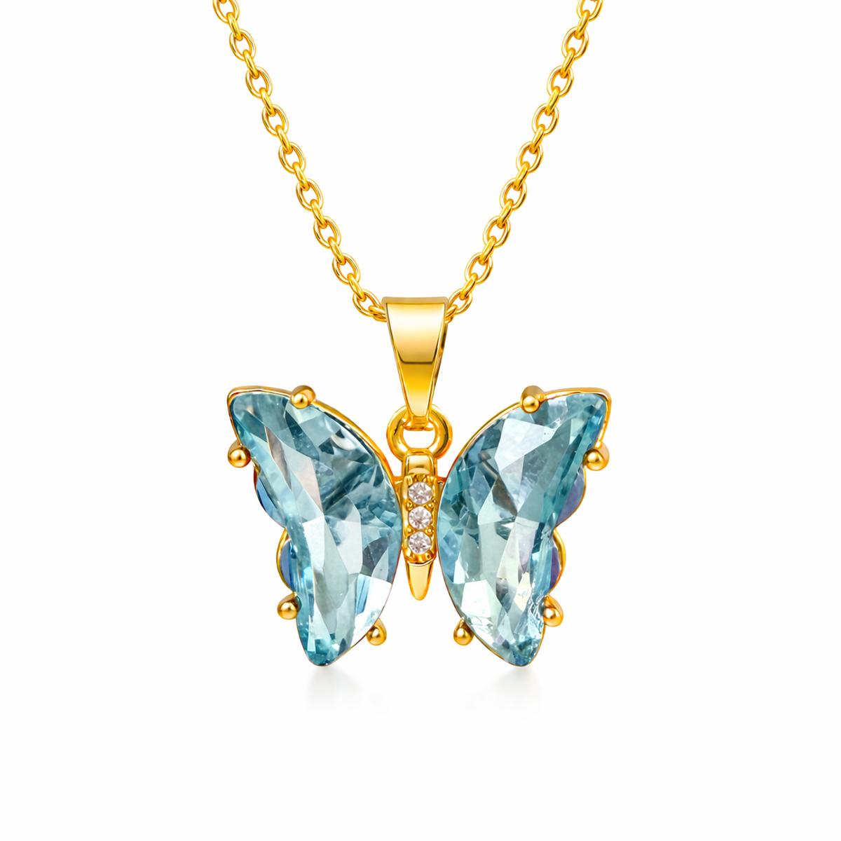 UDROZE Glacier Blue butterfly necklace - main product image