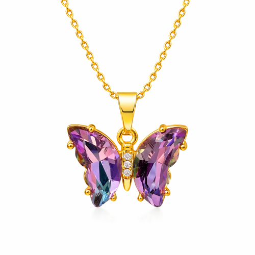 UDROZE Lavender Violet butterfly necklace - main product image