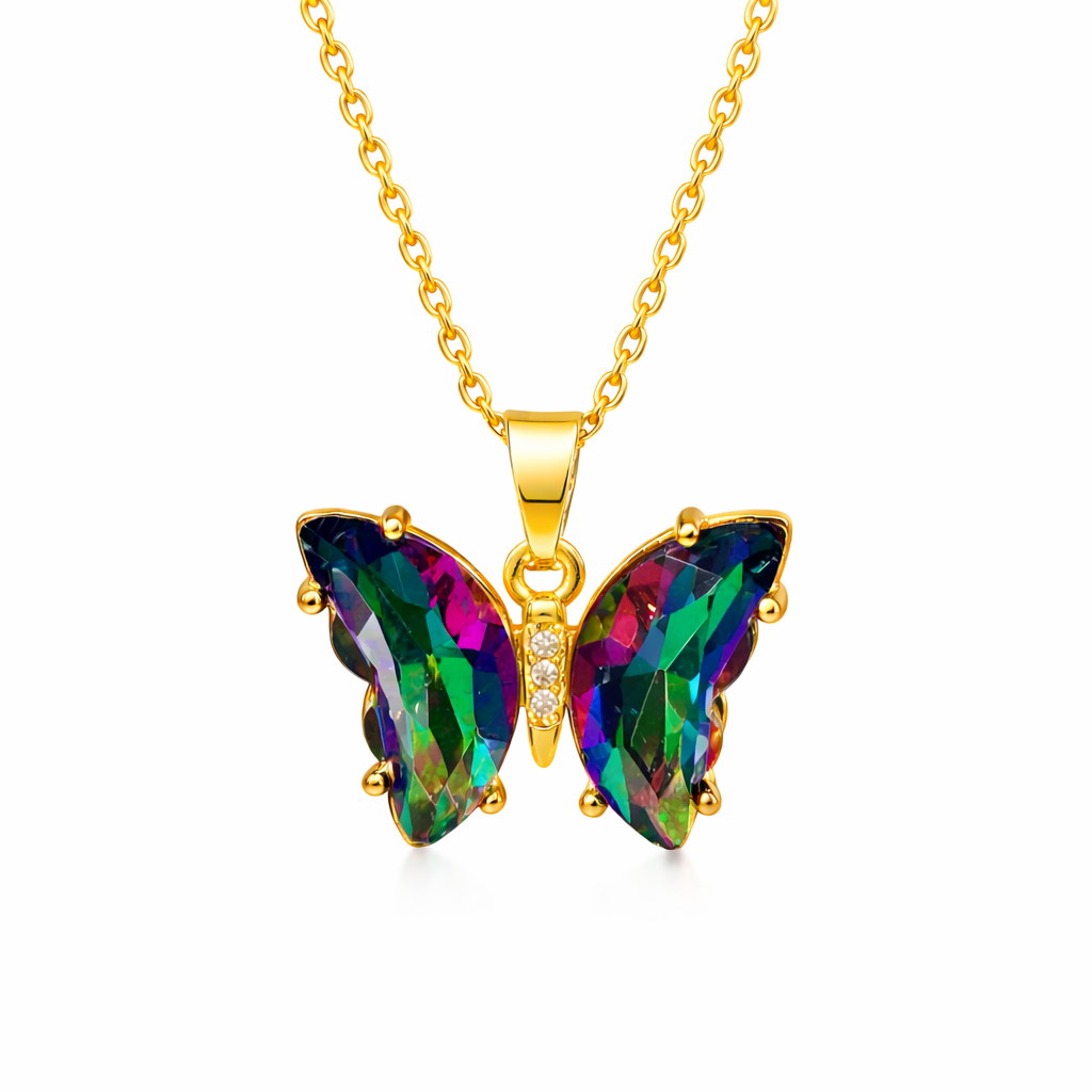 UDROZE Rainbow Aurora butterfly necklace - main product image