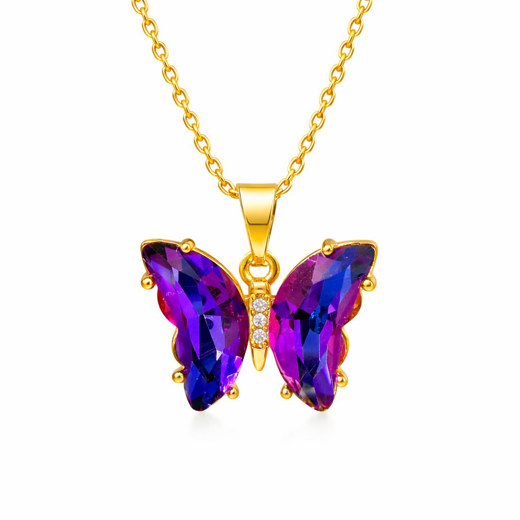 UDROZE Twilight Violet butterfly necklace - main product image