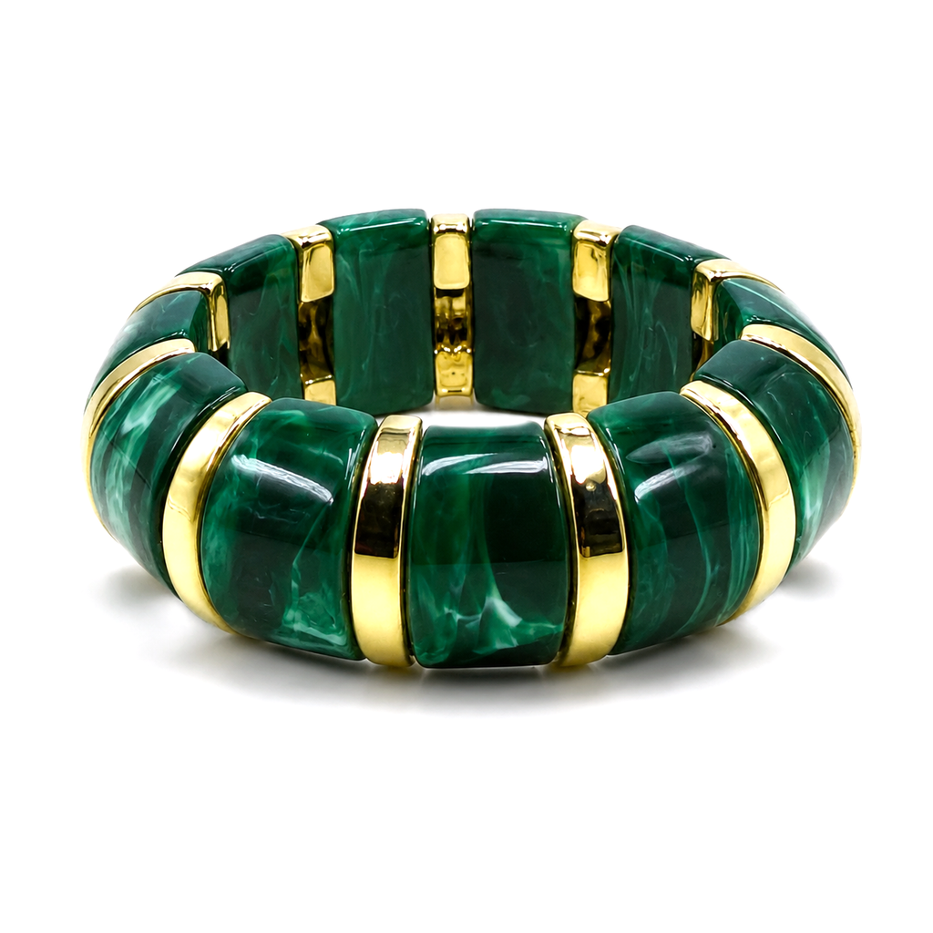 Udroze Emerald chunky resin stretch bangle bracelet - main product image