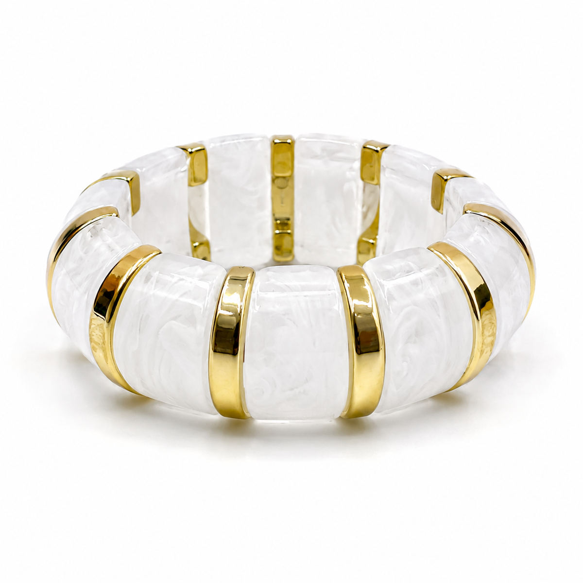 Udroze IcyWhite chunky resin stretch bangle bracelet - main product image