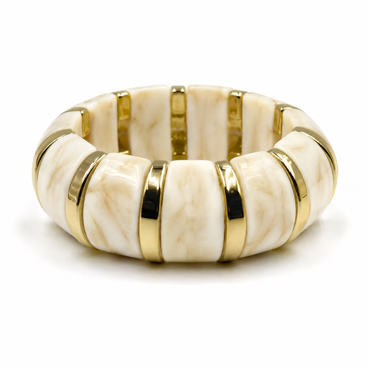 Udroze Ivory chunky resin stretch bangle bracelet - main product image