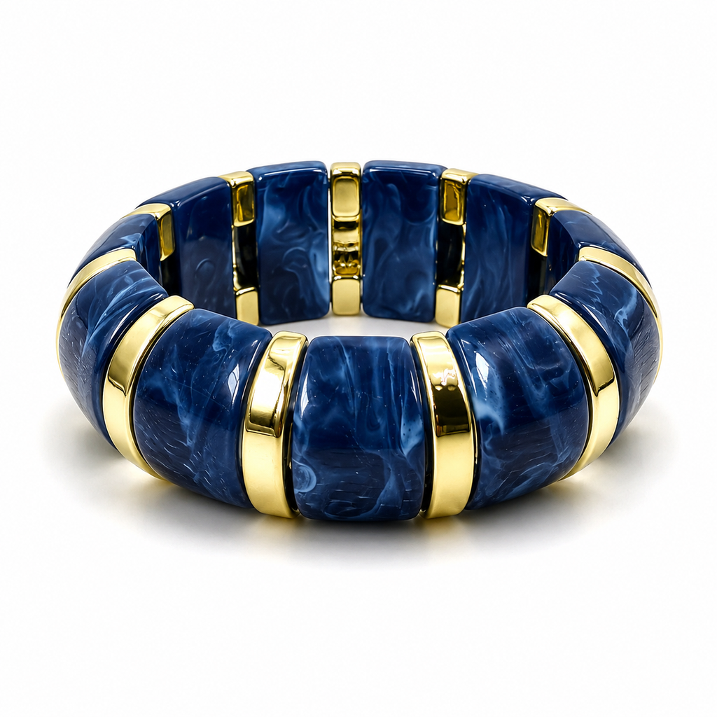Udroze Navy chunky resin stretch bangle bracelet - main product image