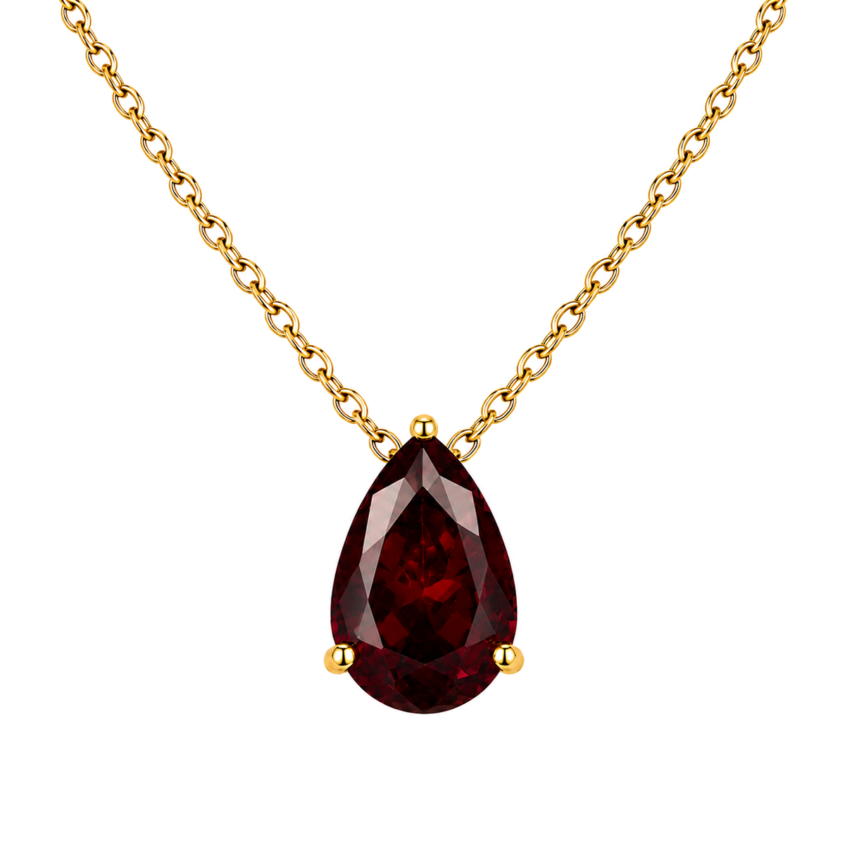 UDROZE January Burgundy teardrop birthstone necklace - main product image