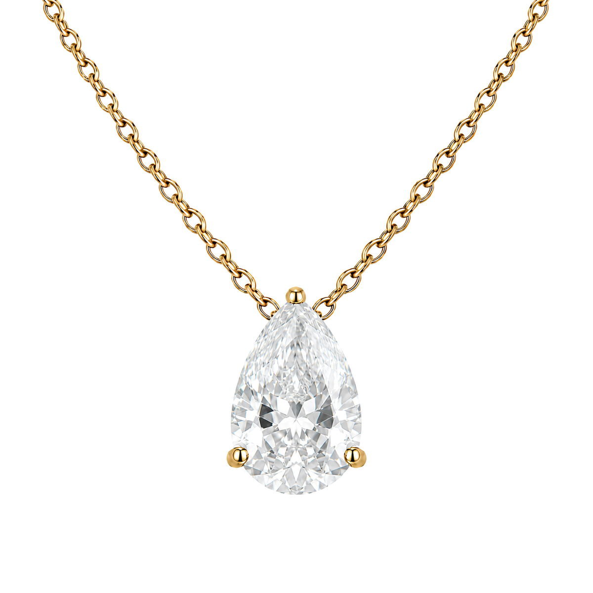 UDROZE April Crystal Clear teardrop birthstone necklace - main product image