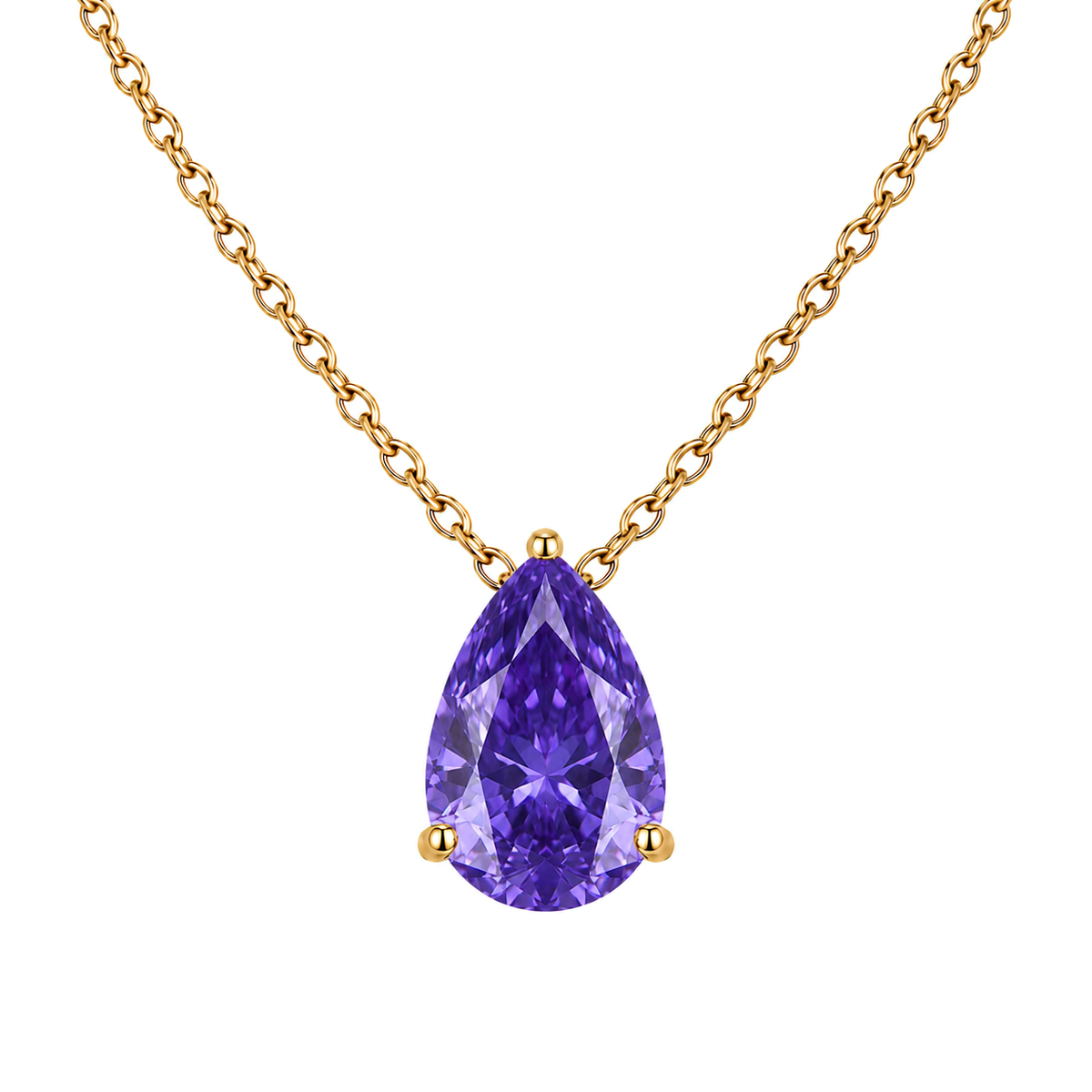 UDROZE December Lavender Purple teardrop birthstone necklace - main product image