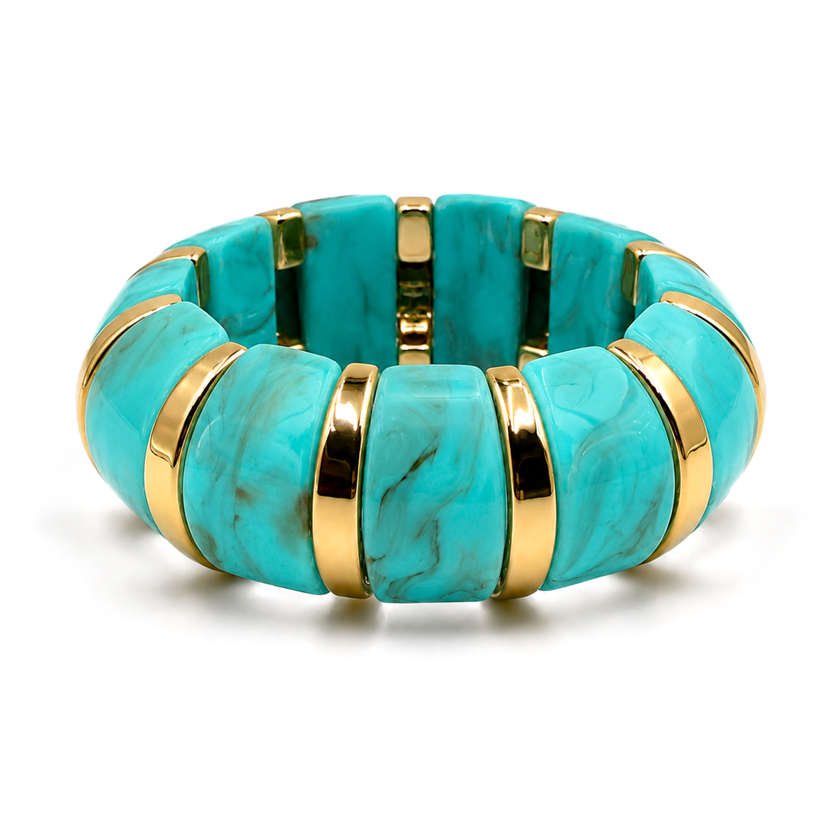 Udroze Turquoise chunky resin stretch bangle bracelet - main product image