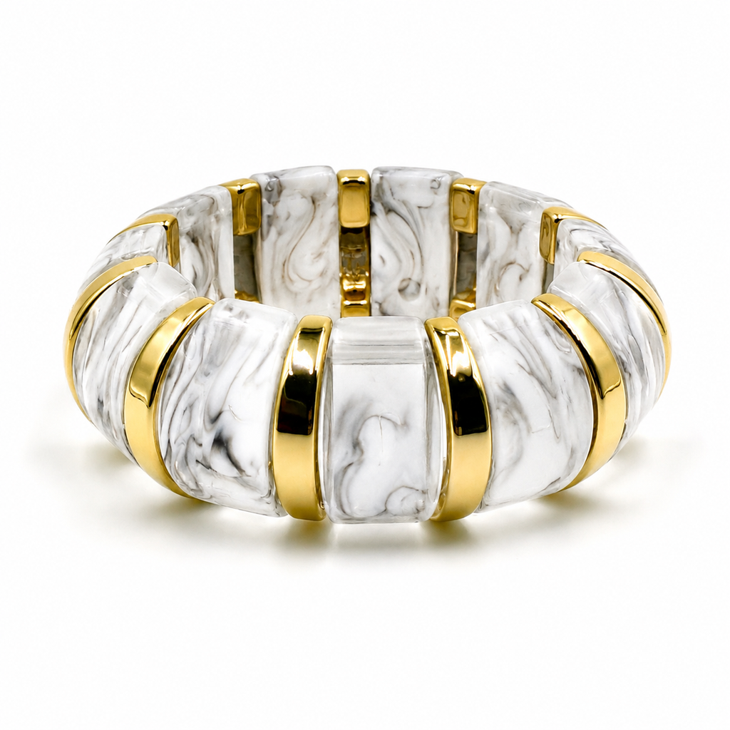 Udroze White chunky resin stretch bangle bracelet - main product image