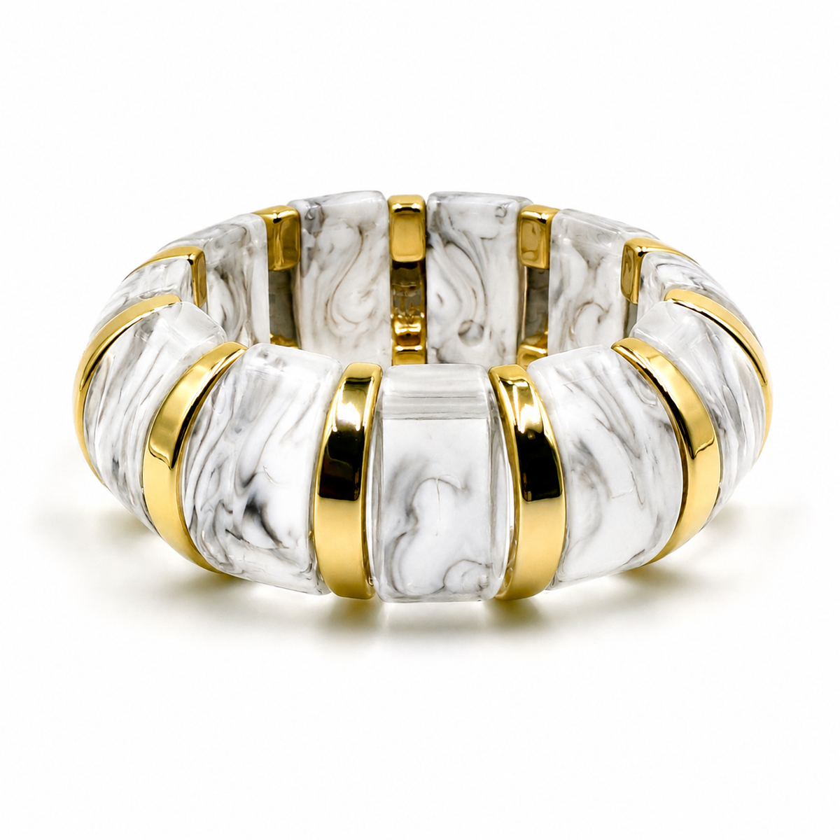 Udroze White chunky resin stretch bangle bracelet - main product image