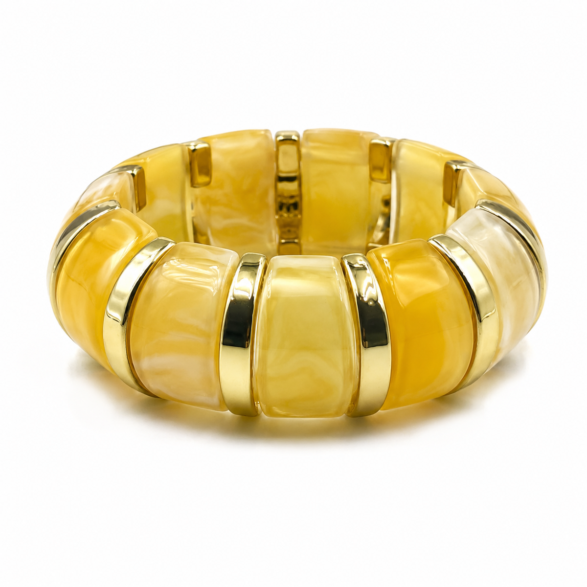 Udroze Yellow chunky resin stretch bangle bracelet - main product image