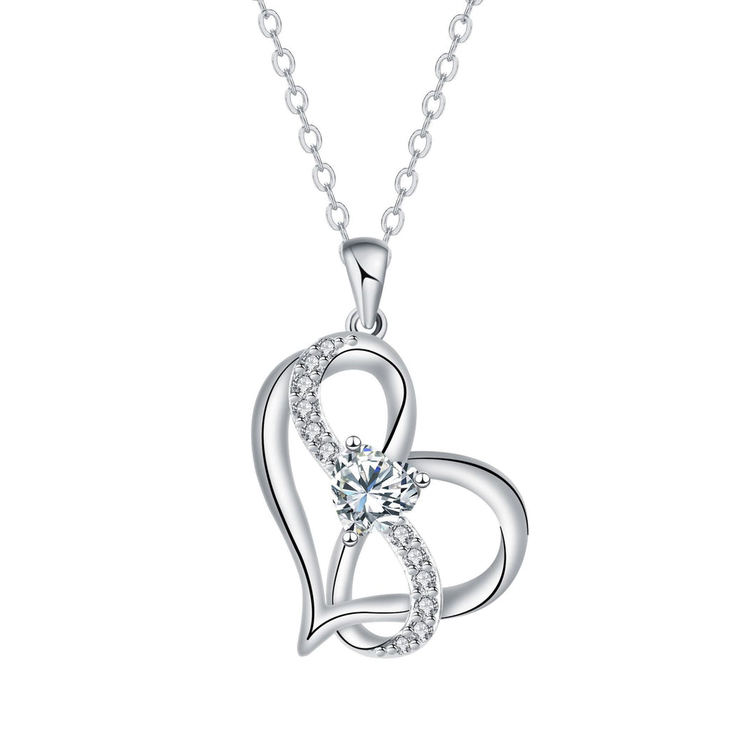 Udroze April Heart Birthstone Necklace for Women Crystal Heart Necklace - image 1