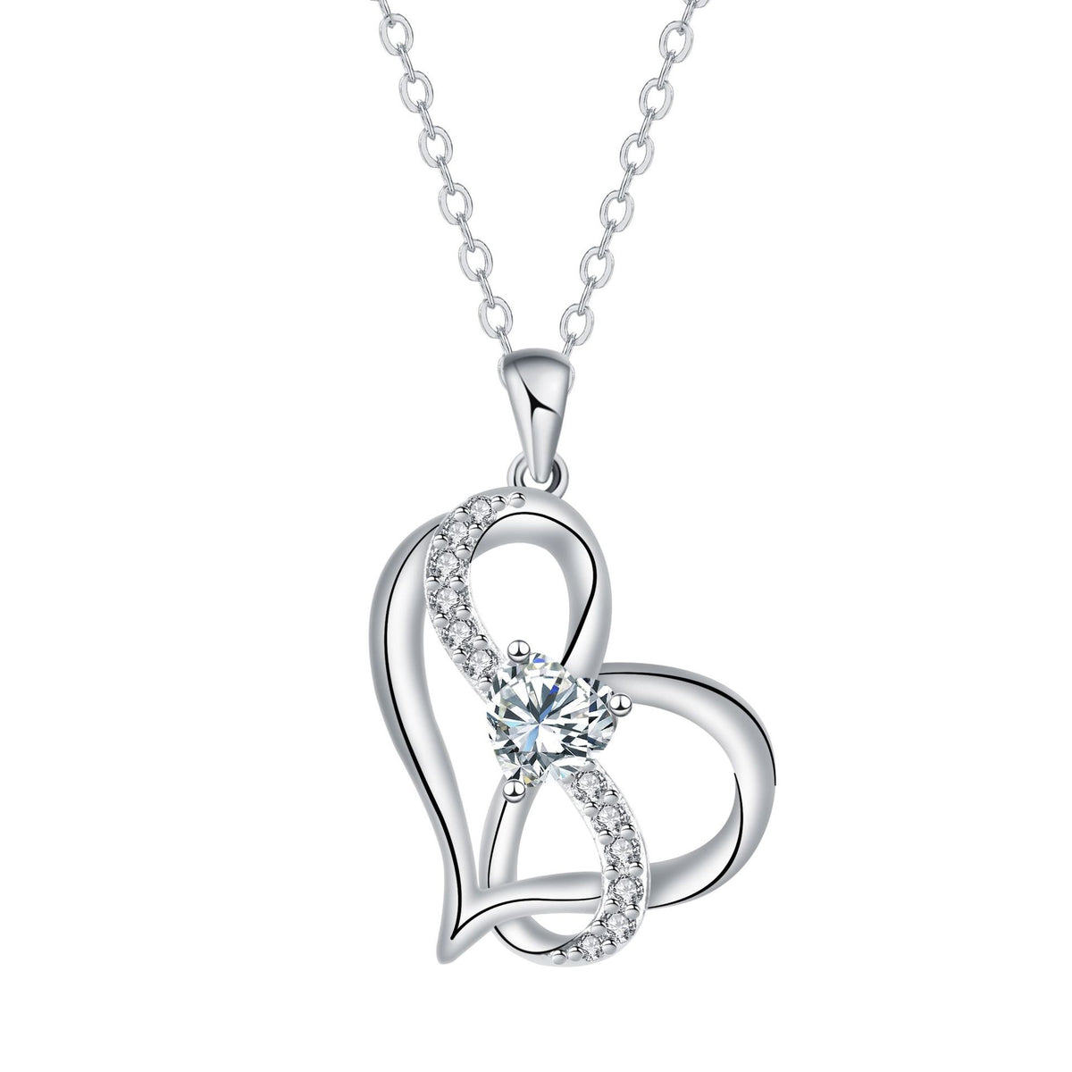 Udroze April Heart Birthstone Necklace for Women Crystal Heart Necklace - image 1