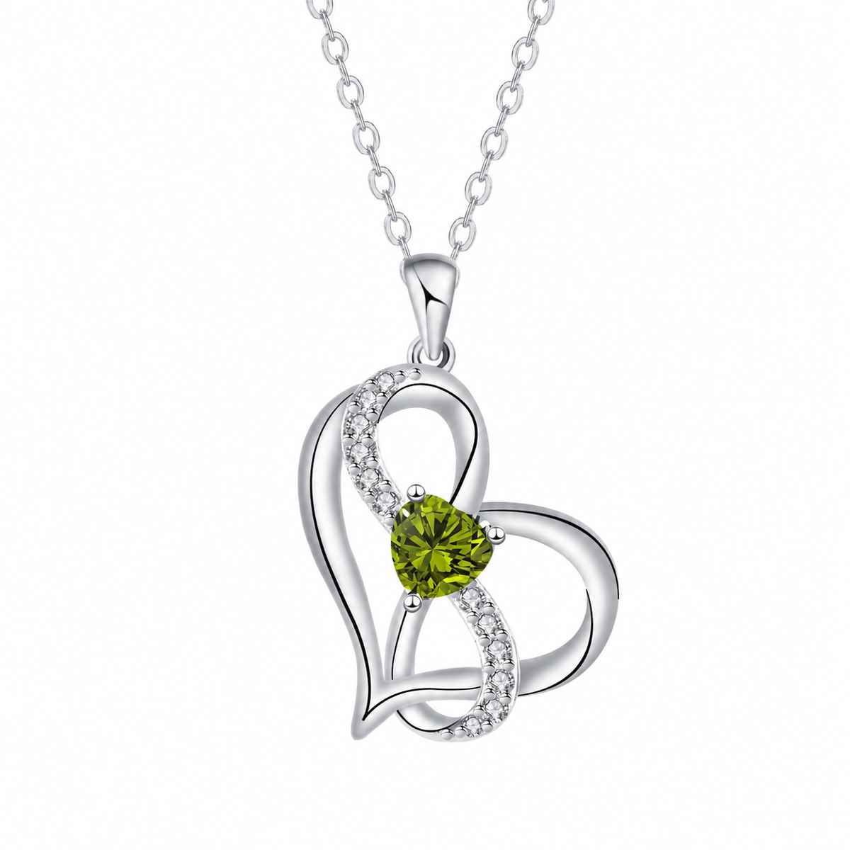 Udroze August Heart Birthstone Necklace for Women Peridot Heart Necklace - image 1