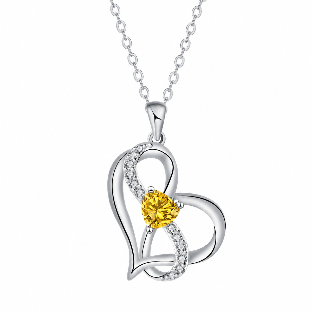 Udroze December Heart Birthstone Necklace for Women Yellow Heart Necklace - image 1