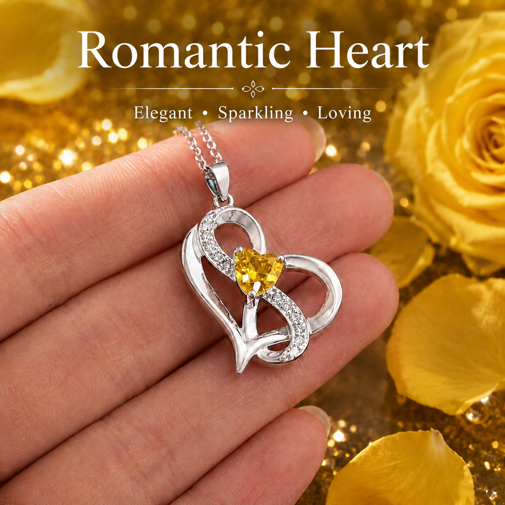 Udroze December Heart Birthstone Necklace for Women Yellow Heart Necklace - image 5
