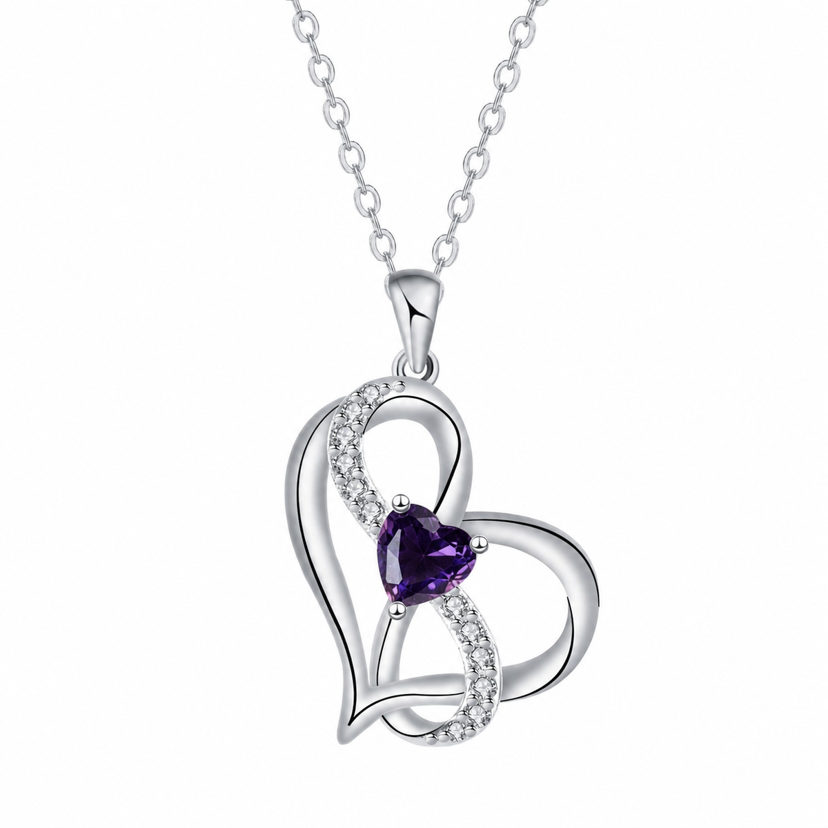 Udroze February Heart Birthstone Necklace for Women Amethyst Heart Necklace - image 1
